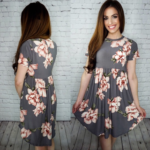 🛍LAST 1! Floral Passion Grey blush floral dress - Picture 3 of 3